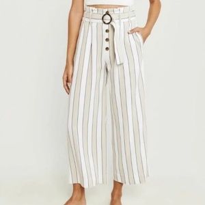 Abercrombie & Fitch Wide Leg Striped Pants w/ Belt Size Small